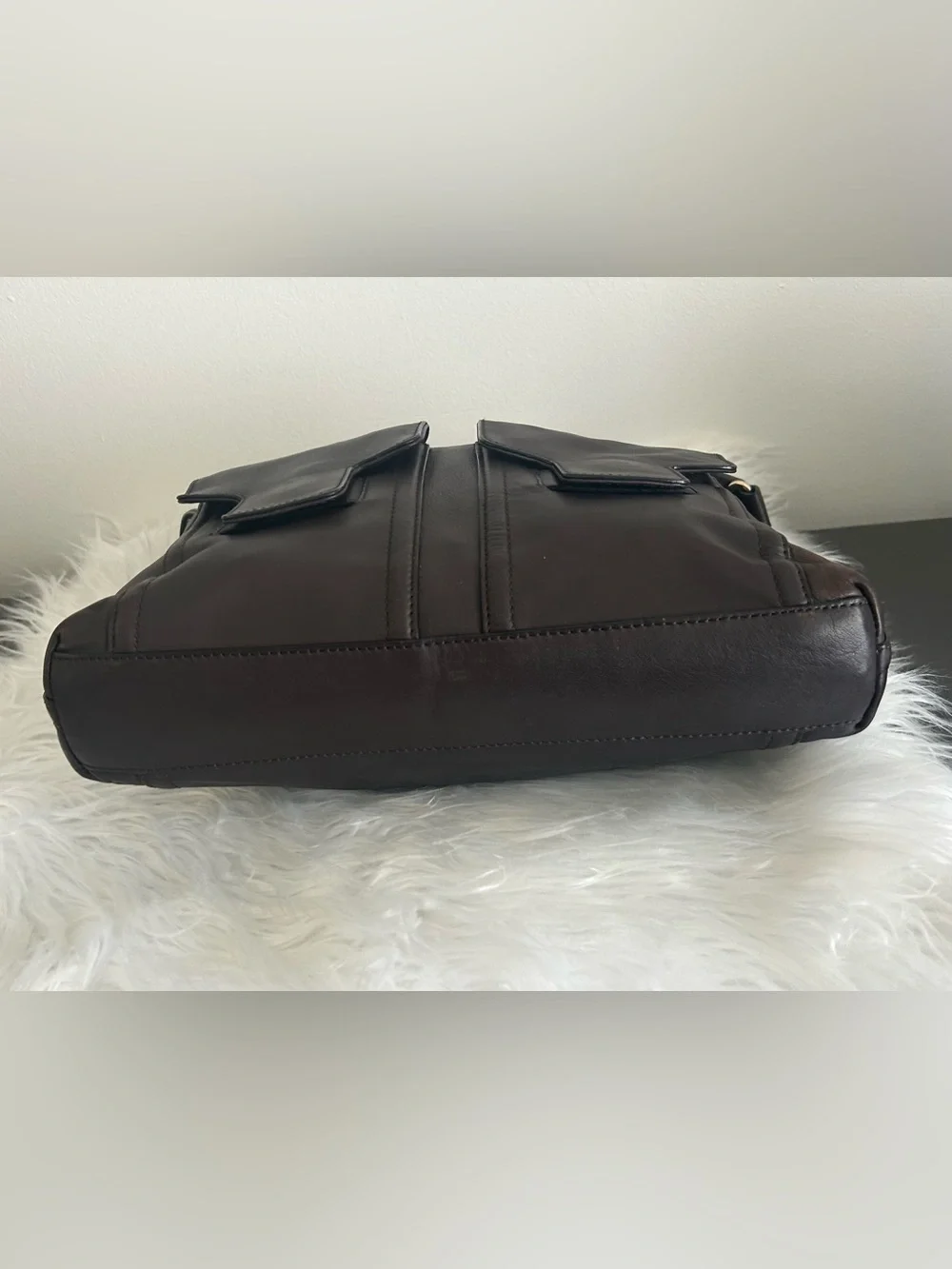 Kate Spade Brown Leather Hobo Shoulder Bag Large Dual Pocket Purse